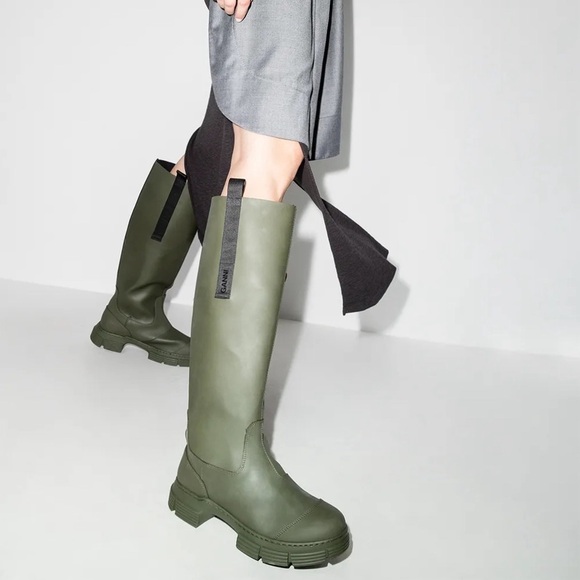 Ganni Shoes - Ganni Olive Green Knee-High Boots